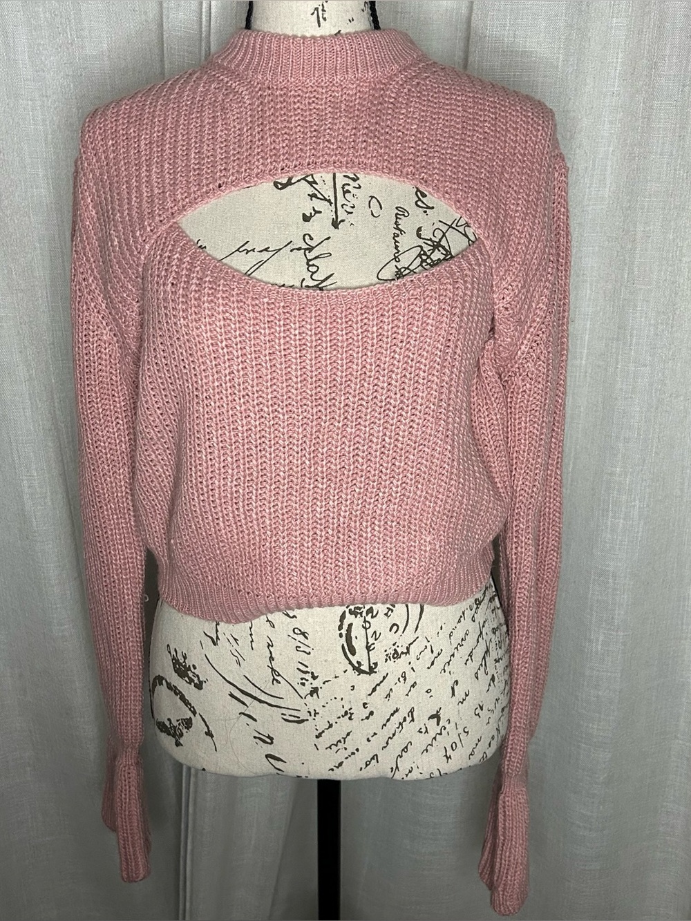 Fashion Nova XL Pink Cutout Knit Sweater